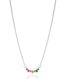Gargantilha Veneziana Pontos de Luz Coloridos Ródio Branco - 40 cm