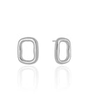 Brinco Retangular Liso 2.3 cm  Ródio Branco