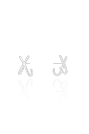 Brinco Ear Hook em X Ródio Branco