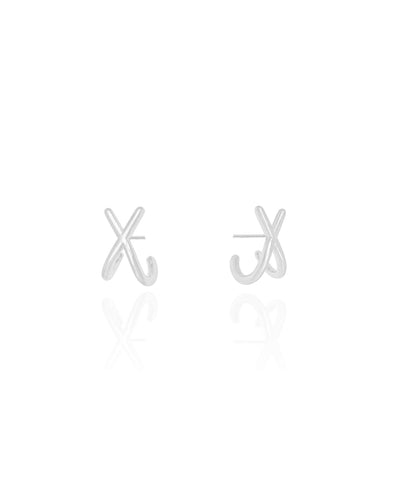 Brinco Ear Hook em X Ródio Branco