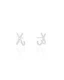 Brinco Ear Hook em X Ródio Branco