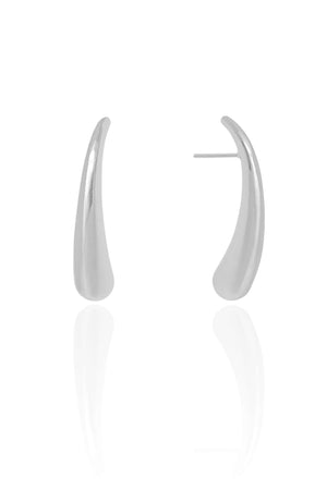 Brinco Gota Lisa 3.5 cm Ródio Branco