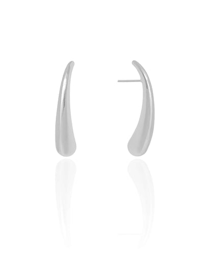 Brinco Gota Lisa 3,5 cm Ródio Branco