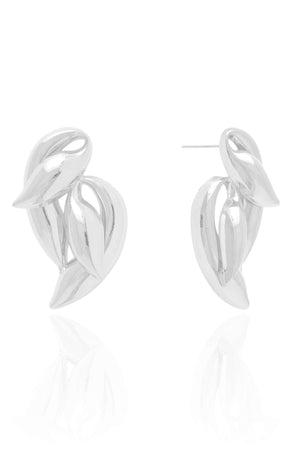 Brinco Orgânico Duplo Liso 4.3 cm Ródio Branco