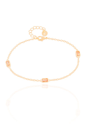 Pulseira Baguetes Citrino Banhado a Ouro 18K