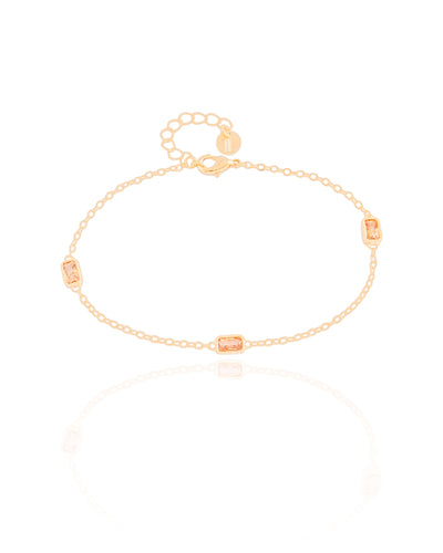 Pulseira Baguetes Citrino Banhado a Ouro 18K