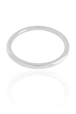 Bracelete Redondo Tubo Liso Fechado Ródio Branco