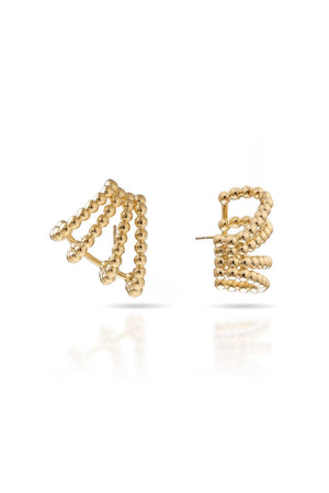 Brinco Ear Cuff Quatro Filetes Vazados Bolinhas Lisas