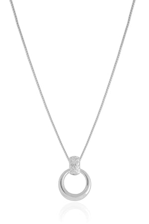 Gargantilha Veneziana Redondo Texturizado Ródio Branco - 45 cm