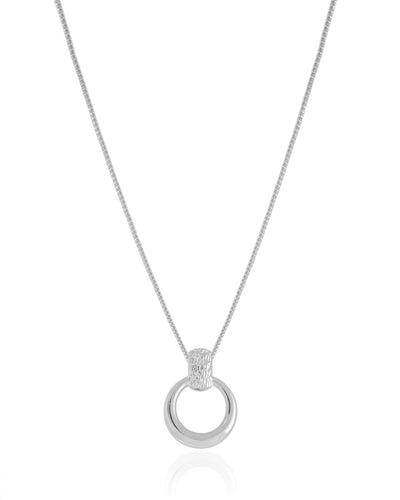 Colar Veneziana Redondo Texturizado Ródio Branco - 45 cm
