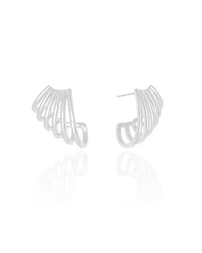 Brinco Ear Cuff Seis Filetes Lisos Ródio Branco