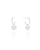 Brinco Meia Argola Coração Cravejado Cristal 1.2 cm