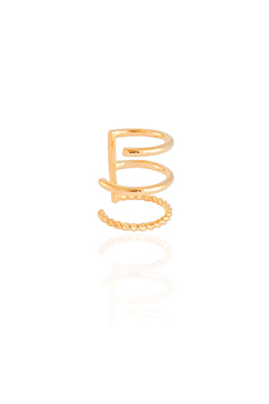 Piercing Três Filetes Lisos e Torcido Banhado a Ouro 18K