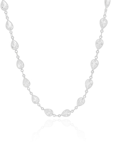 Choker Gotas Cristal 5 mm Ródio Branco - 35 cm