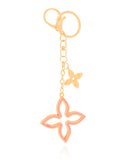 Chaveiro Flor Cravejada Cristal Rosa Banho Dourado