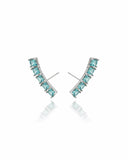 Brinco Ear Cuff Carre Quadrado Azul Sky com Tarraxa Virgula