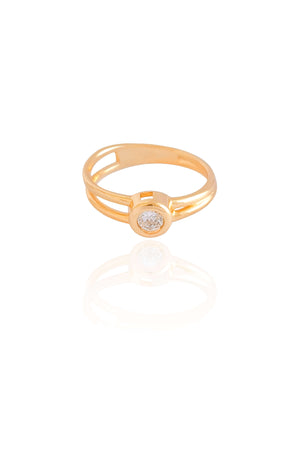 Anel Vazado Ponto de Luz Cristal Tamanho 20 Banhado a Ouro 18K