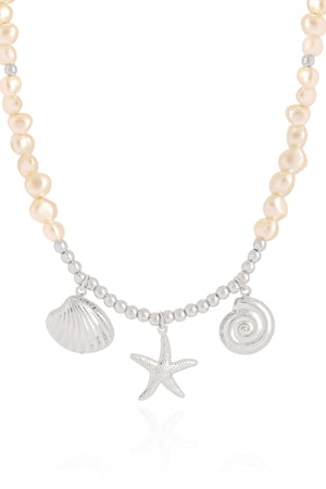 Choker Marítima Pérolas Ródio Branco