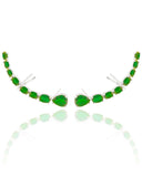 Ear Cuff Pontos de Luz Ovais Esmeralda Cravejado Cristal Ródio Branco