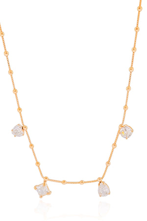 Gargantilha Veneziana Bolinhas Geométricos Cristal Banhado a Ouro 18K - 45 cm