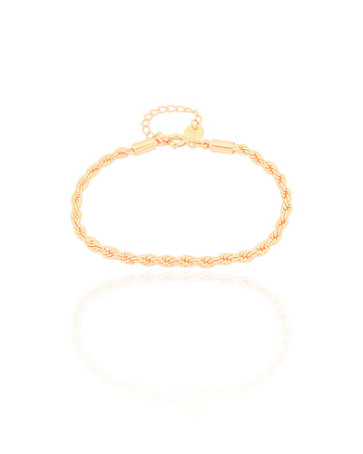 Pulseira Infantil Cordão Baiano 3 mm Banhado a Ouro 18K