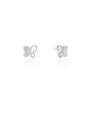 Brinco Infantil Borboleta Vazada Texturizada Ródio Branco