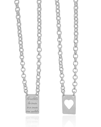 Escapulário A Medida do Amor e o Amor Sem Medidas Ródio Branco - 60 cm