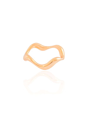 Anel Ondas Liso Tamanho 17 Banhado a Ouro 18K