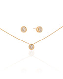 Conjunto Cravação Inglesa Banhado a Ouro 18K
