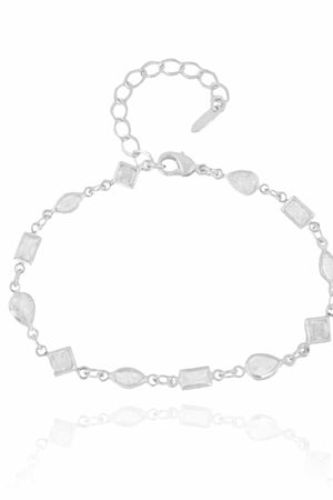 Pulseira Zircônias Diversas Cristal Ródio Branco