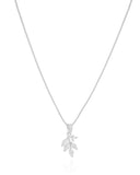 Gargantilha Veneziana Folha Navetes Cristal Ródio Branco - 45 cm