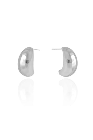 Brinco Meia Lua Lisa Ródio Branco