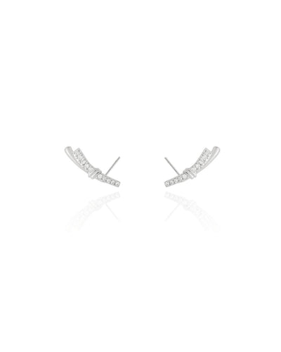 Ear Cuff Laço Duplo Liso e Cravejado Cristal