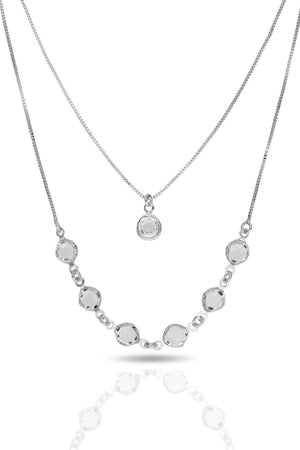 Choker Dupla Veneziana Pontos de Luz Facetado Cristal