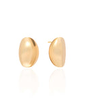 Brinco Oval Liso Banhado a Ouro 18K