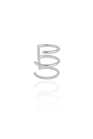 Piercing Três Filetes Lisos e Torcido Ródio Branco