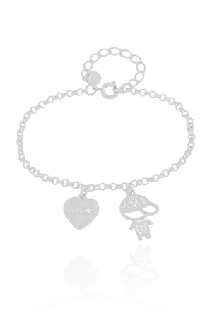 Pulseira Filho Menino Coração com Amor Ródio Branco