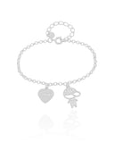 Pulseira Filho Menino Coração com Amor Ródio Branco