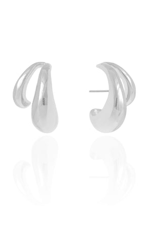 Ear Hook Dois Filetes Lisos Ródio Branco