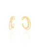 Ear Hook Fio Liso Flores Cravejadas Cristal Banhado a Ouro 18K