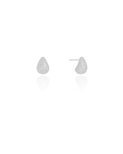 Brinco Gota Cravejada Cristal Ródio Branco