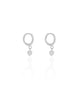 Brinco Argola Click Coração Cristal 2.0 cm Ródio Branco
