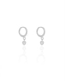 Brinco Argola Click Coração Cristal 2.0 cm Ródio Branco