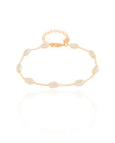 Pulseira Elos Pérolas Ovais 4 mm Banhado a Ouro 18K