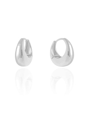 Brinco Argola Click Abaulada Lisa 1.9 cm Ródio Branco