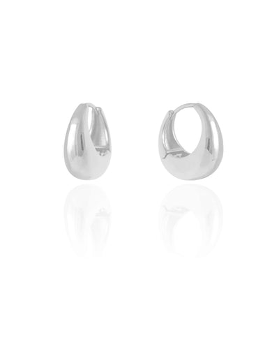 Brinco Argola Click Abaulada Lisa 1,9 cm Ródio Branco