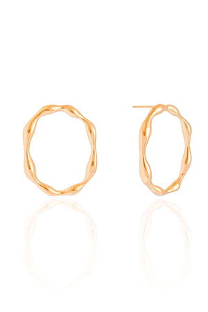 Brinco Oval Orgânico 2.7 cm Banhado a Ouro 18K