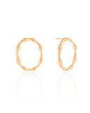 Brinco Oval Orgânico 2.7 cm Banhado a Ouro 18K