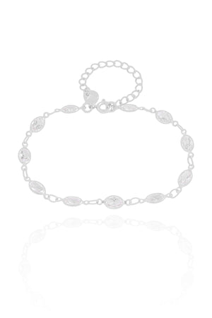 Pulseira Zircônia Oval Ródio Branco