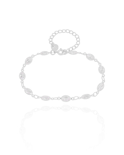 Pulseira Zircônia Oval Ródio Branco